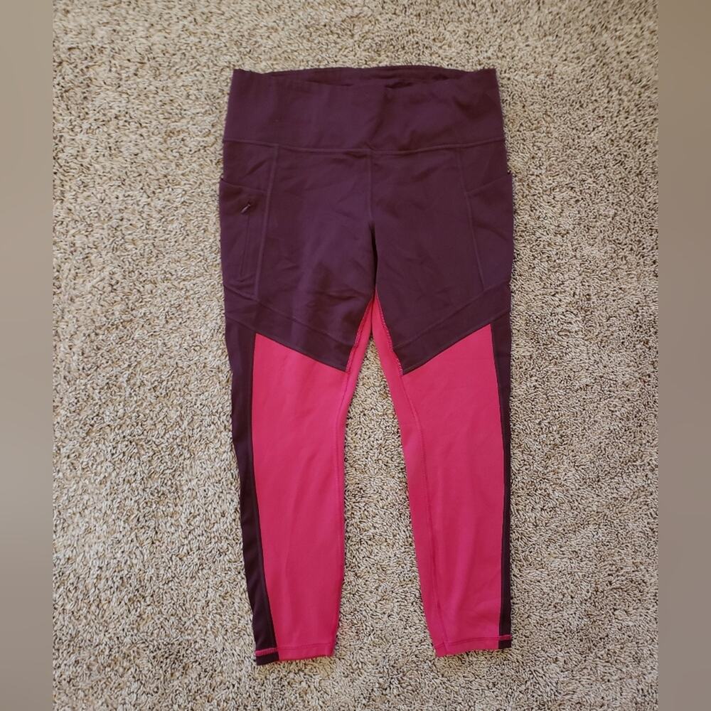 Athleta All In Structure 7/8 Tights leggings aberge cropped pink L